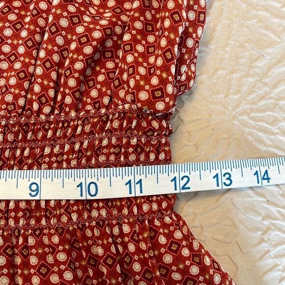 Max Studio Womens Maxi Dress Tiered Ruffle Elastic Waist Burnt Orange Size Small - Picture 10 of 12